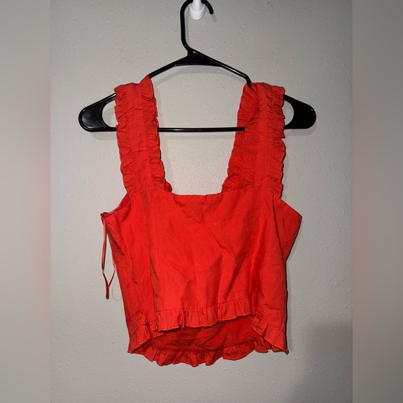 Astr Red Ruffle Crop Tank S - Picture 4 of 5